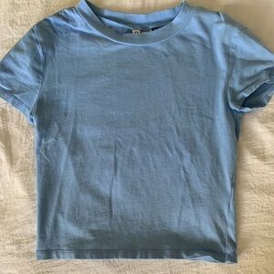 Simple Blue Cropped Shirt
